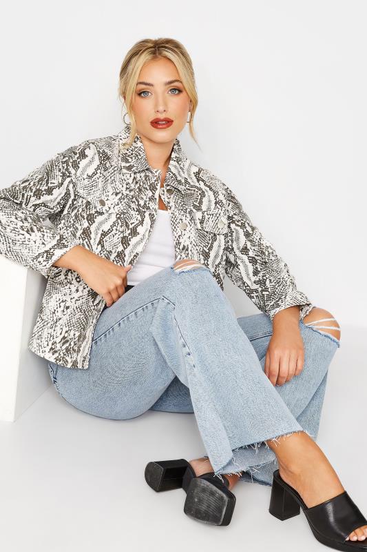 LIMITED COLLECTION Plus Size Grey Snake Print Denim Jacket | Yours Clothing  4