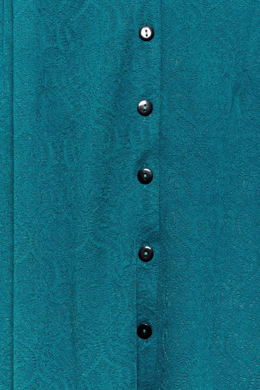 Plus Size Teal Blue Textured Collared Dress | Yours Clothing 5