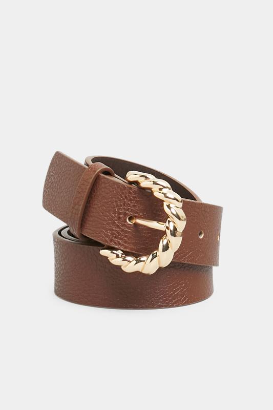 Plus Size  Brown Textured Rope Buckle Belt
