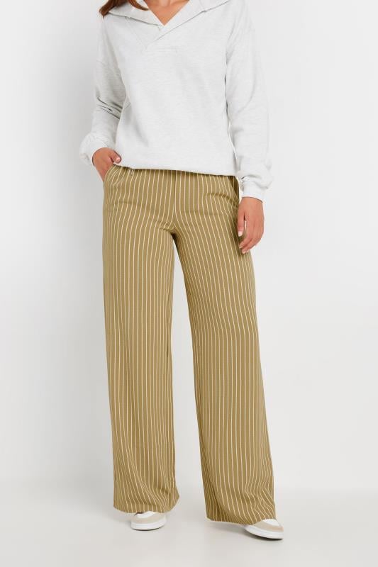 LTS Tall Women's Natural Brown Stripe Wide Leg Trousers | Long Tall Sally 2