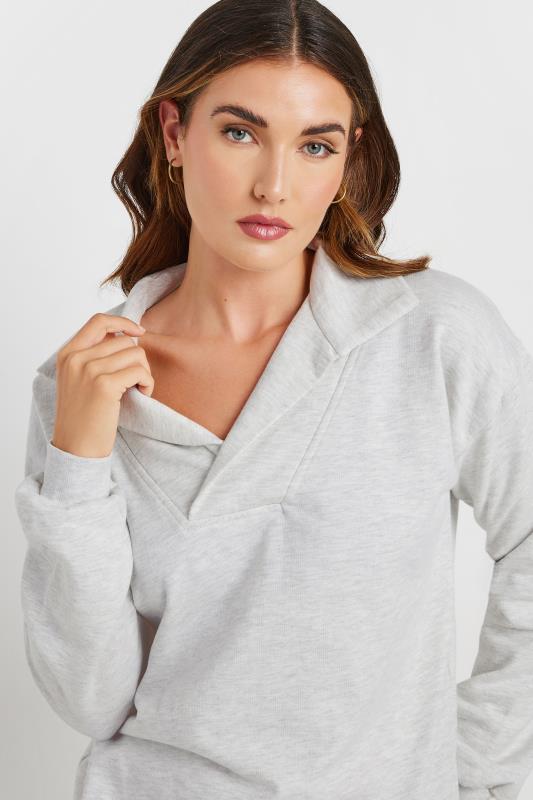 LTS Tall Grey Marl Drawstring Cross Over Sweatshirt | Long Tall Sally 4