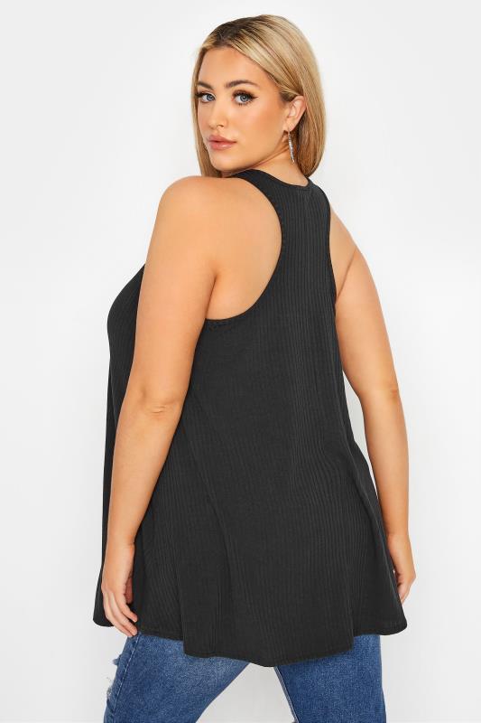 LIMITED COLLECTION Plus Size Black Racer Back Swing Vest Top | Yours Clothing 3
