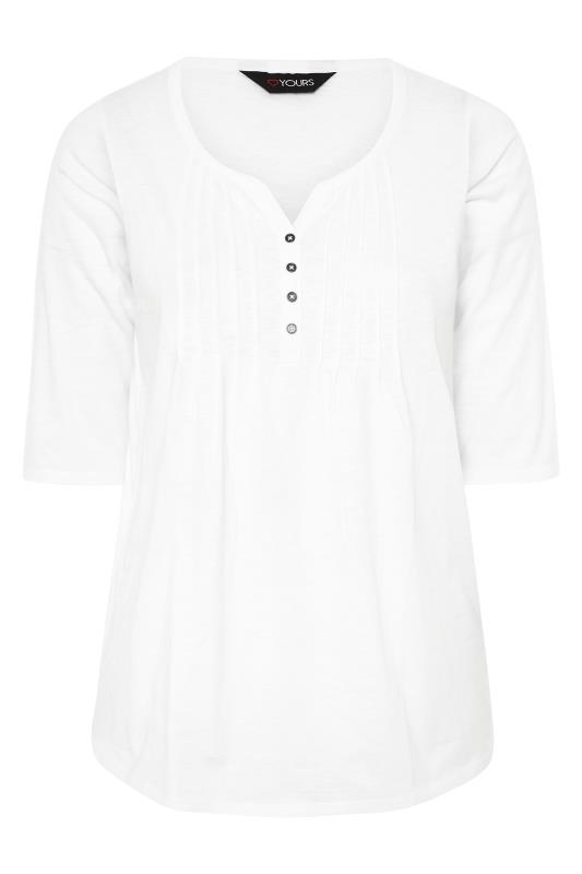 Plus Size YOURS FOR GOOD White Pintuck Henley Top | Yours Clothing 6