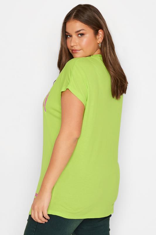 Curve Lime Green 'Brooklyn' Logo Printed T-Shirt | Yours Clothing 3