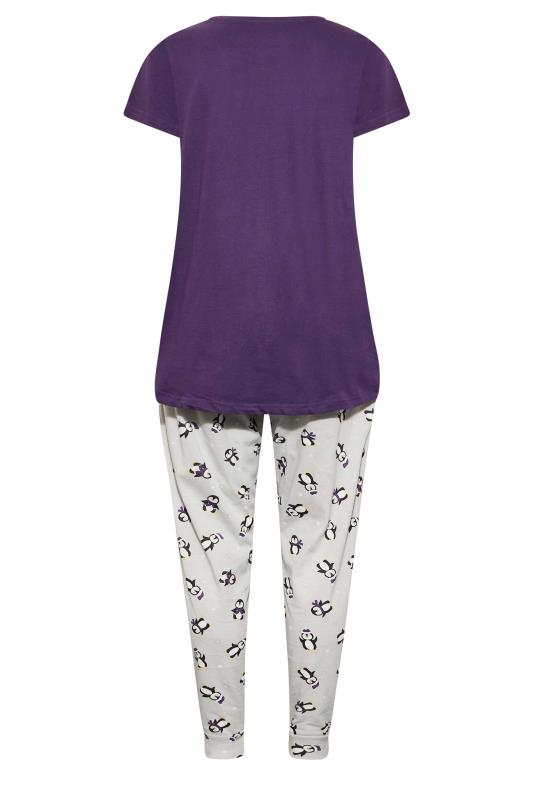 Curve Plus Size Purple & White 'Just Chillin' Pyjama Set | Yours Clothing 7