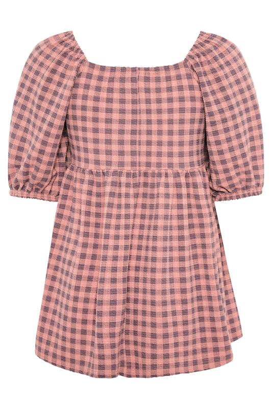 LIMITED COLLECTION Curve Pink Gingham Square Neck Smock Top 7