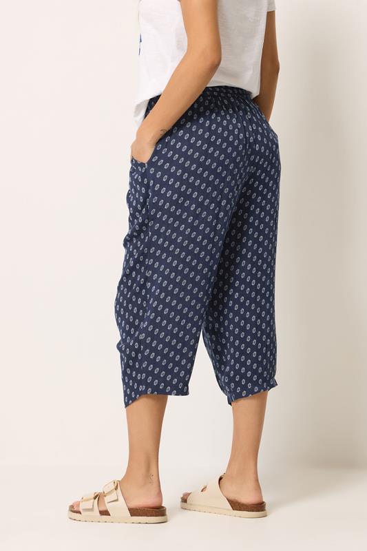 M&Co Petite Navy Blue Cropped Dobby Trousers | M&Co 2