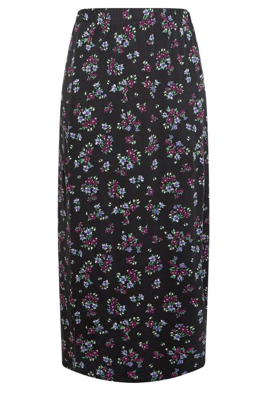 YOURS Plus Size Purple Floral Print Maxi Skirt | Yours Clothing 5
