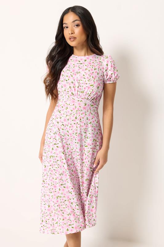  PixieGirl Petite Robe mi-longue rose et blanche à fleurs 
