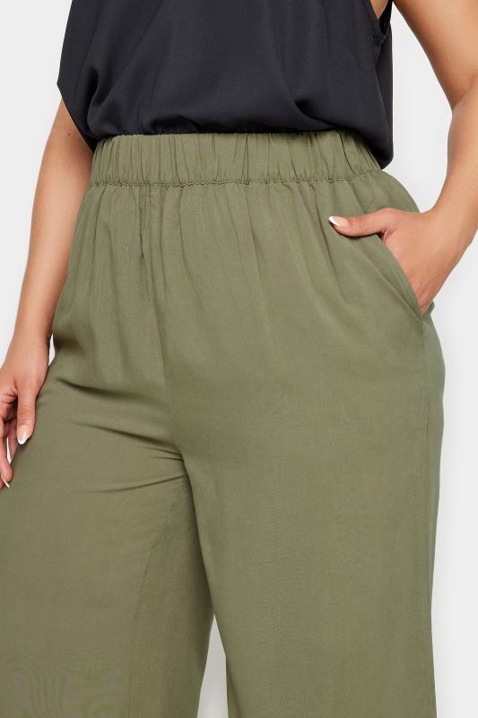 YOURS Plus Size Khaki Green Cropped Trousers | Yours Clothing 4