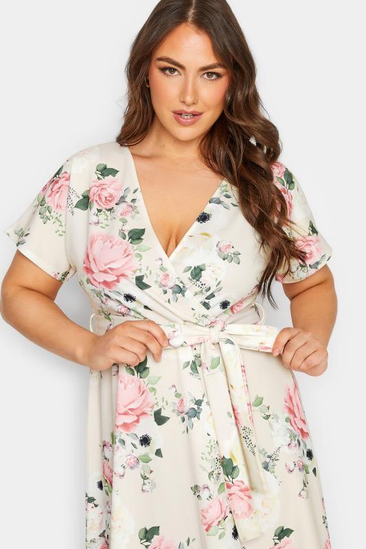 YOURS LONDON Plus Size Floral Wrap Skater Dress | Yours Clothing 4