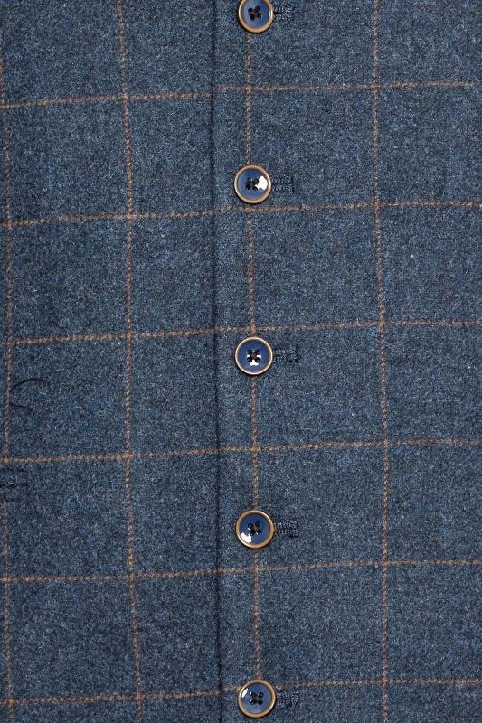BadRhino Big & Tall Blue Wool Mix Check Suit Waistcoat | BadRhino 7