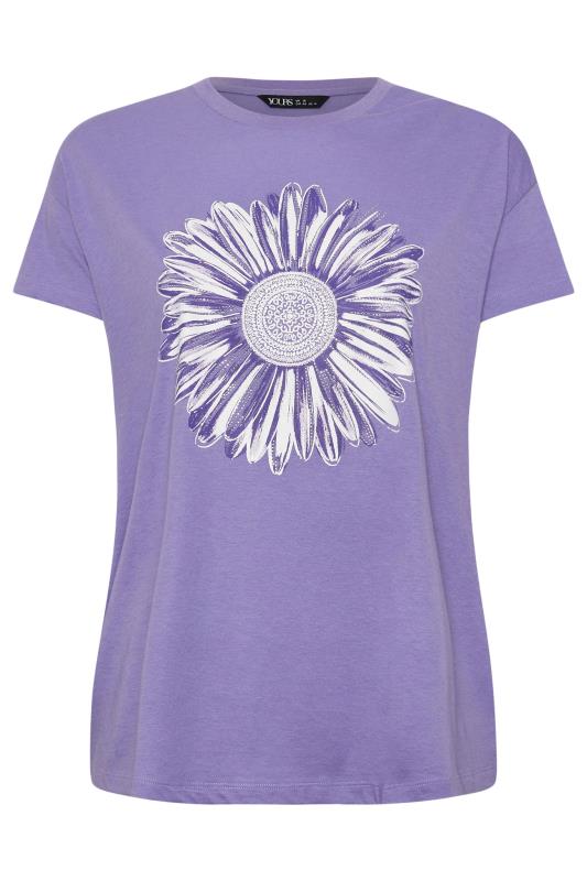 YOURS Plus Size Purple Stud Floral Print T-Shirt | Yours Clothing 5