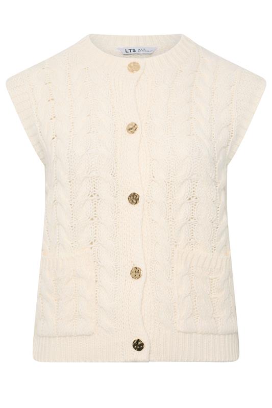 LTS Tall Women's Ivory White Cable Knit Button Vest Top | Long Tall Sally 1