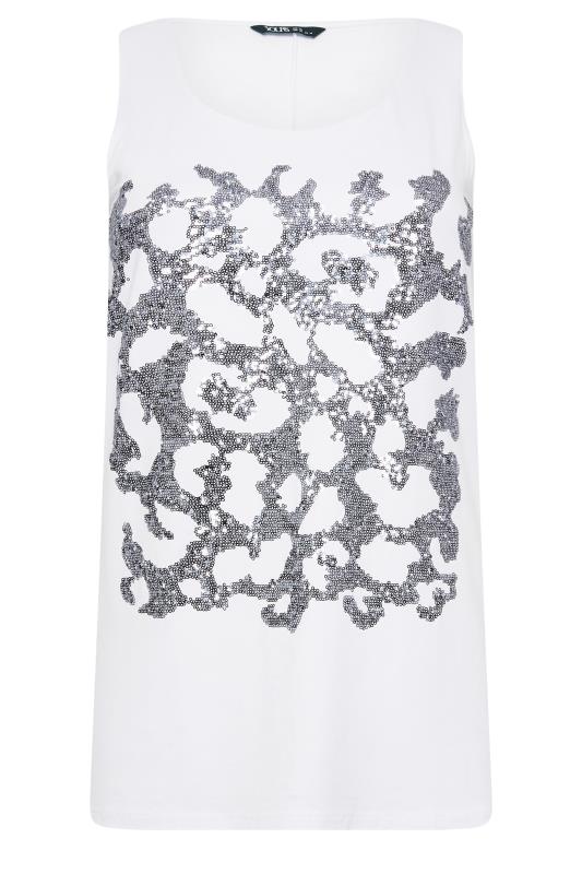 YOURS Plus Size White Leopard Print Sequin Vest Top | Yours Clothing 6
