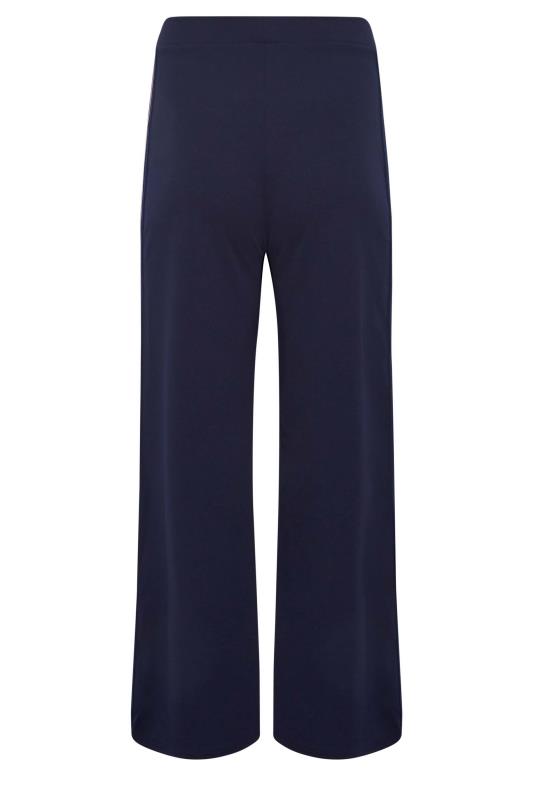 YOURS PETITE Plus Size Navy Blue Block Stripe Wide Leg Trousers | Yours Clothing 6
