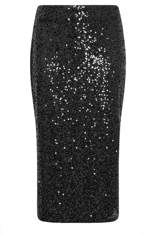 YOURS LONDON Plus Size Black Sequin Embellished Maxi Tube Skirt | Yours Clothing 5