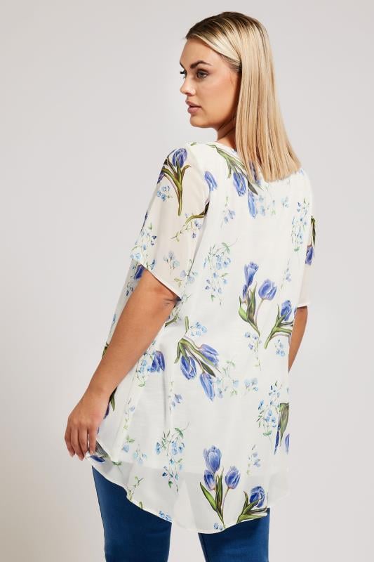 YOURS LONDON Plus Size White Floral Print Blouse | Yours Clothing 3