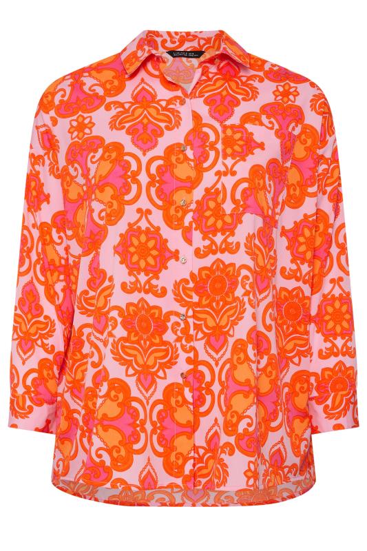 YOURS Plus Size Orange Abstract Print Shirt | Yours Clothing 6