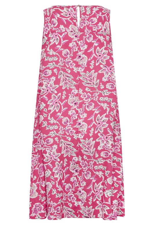 YOURS Curve Plus Size Pink Floral Swing Dress | Yours Clothing  7