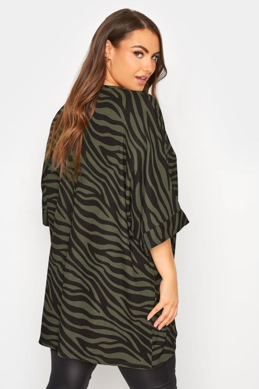 Plus Size Green Zebra Print Top | Yours Clothing 3
