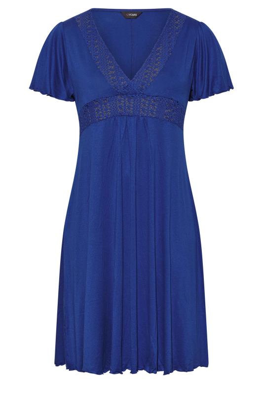YOURS Plus Size Blue Crochet Detail Dress | Yours Clothing  6