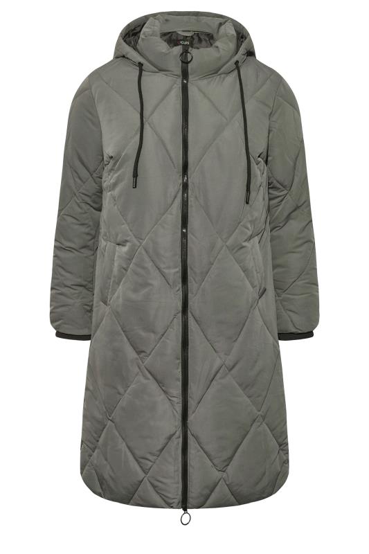 Plus Size Grey Quilted Midaxi Coat | Yours Clothing 6