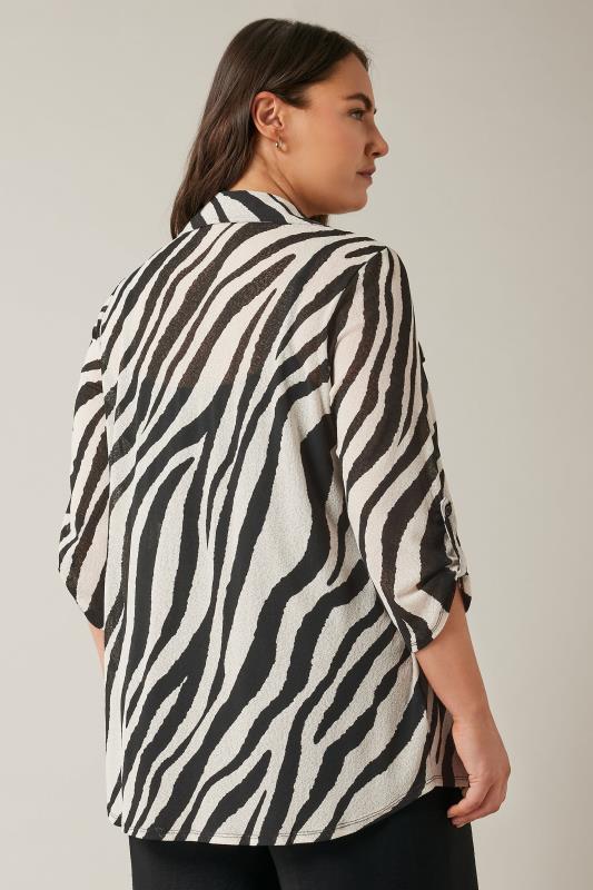 EVANS Plus Size Black & White Zebra Markings Tab Sleeve Blouse | Evans  4