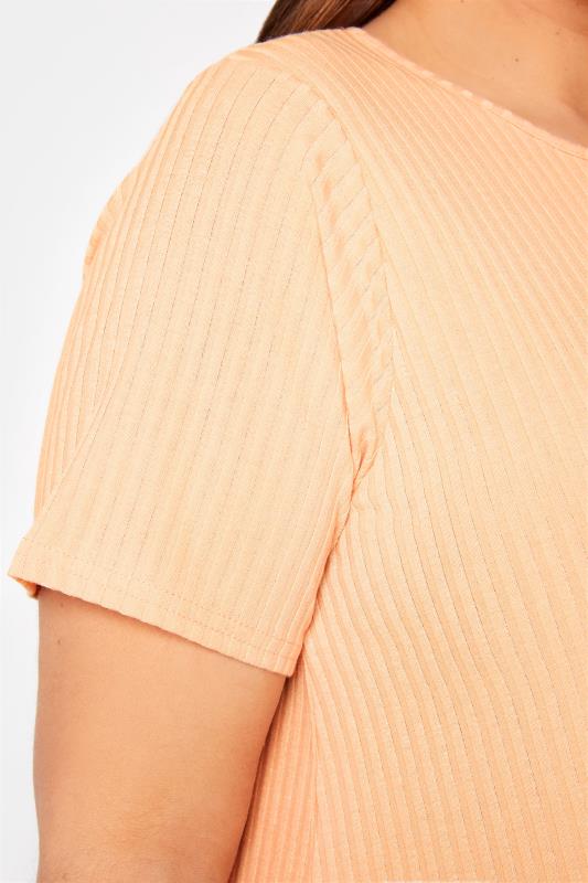 LIMITED COLLECTION Curve Pastel Orange Ribbed Swing Top_D.jpg