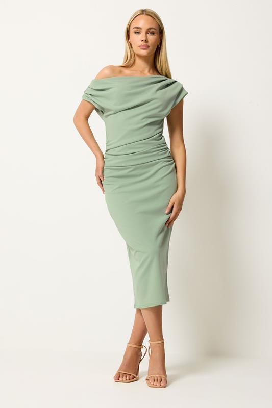 STAR Sage Green Draped Midi Dress | StarByJM 2