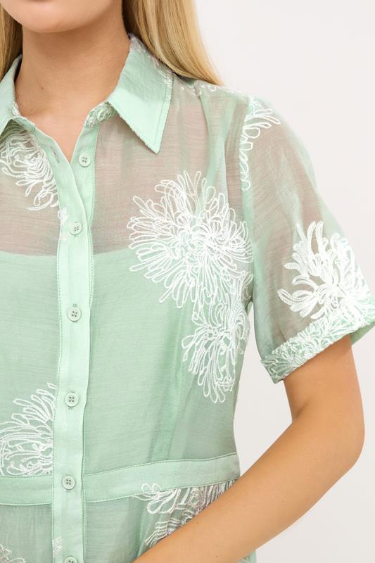 STAR Sage Green Embroidered Shirt Dress | StarByJM 4
