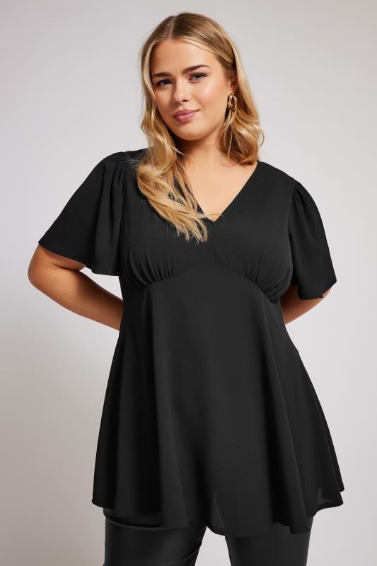 Plus Size  YOURS LONDON Curve Black Angel Sleeve Blouse