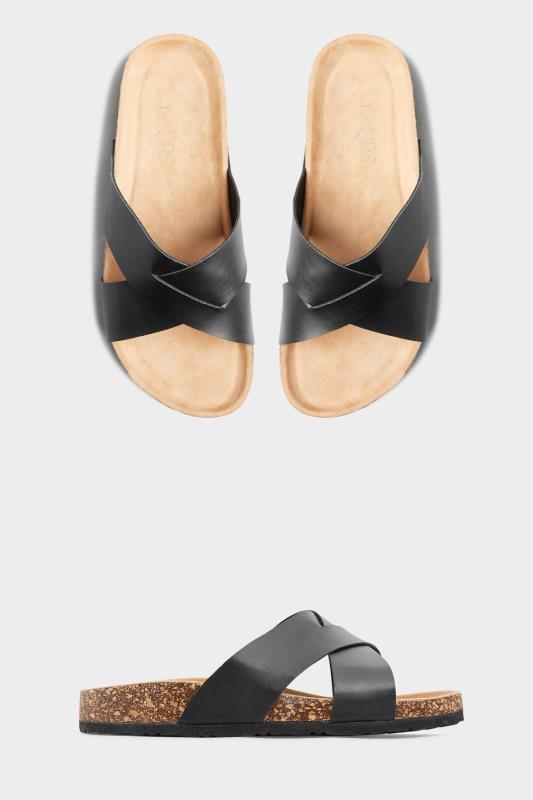 Black Cross Strap Sandals In Extra Wide EEE Fit_A.jpg