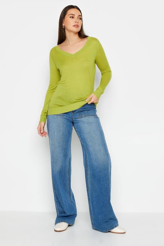 LTS Tall Womens Lime Green Fine Knit V-Neck Jumper | Long Tall Sally 2