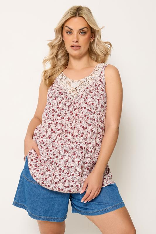  YOURS top sin mangas rojo con estampado cachemira