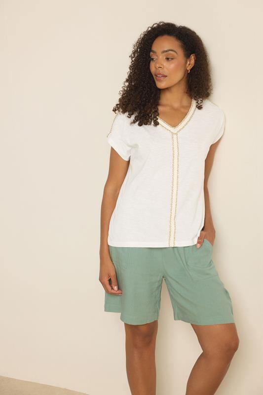  M&Co saliegroene linnen shorts