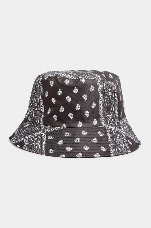 Black Paisley Print Reversible Bucket Hat 5