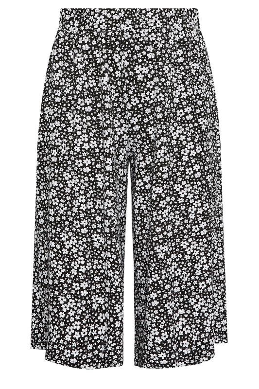 YOURS Curve Black Ditsy Flower Print Culottes | Yours Clothing 4
