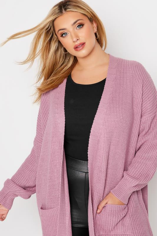 Plus Size Pink Pocket Knitted Midi Cardigan | Yours Clothing 4