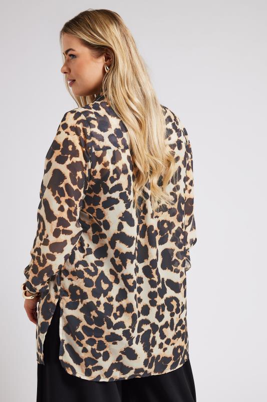 YOURS LONDON Plus Size Natural Brown Leopard Print Shirt | Yours Clothing 3