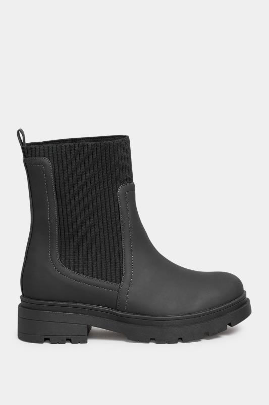LIMITED COLLECTION Black Sock Chelsea Boots In Wide E Fit & Extra Wide EEE Fit | Yours Clothing 3