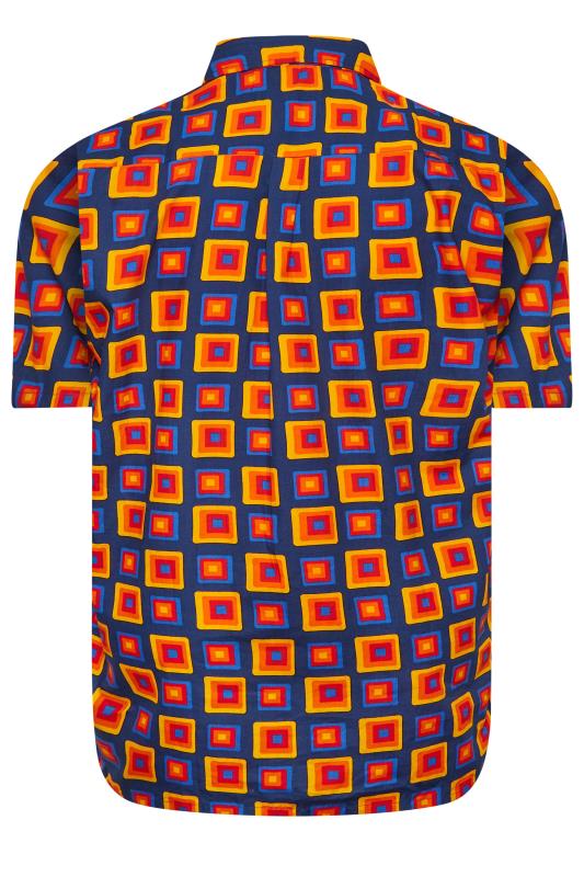 ESPIONAGE Big & Tall Orange Geometric Print Shirt | BadRhino 4