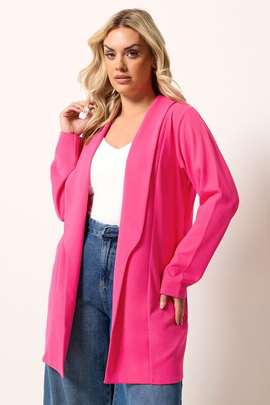  YOURS chaqueta de neopreno rosa con cuello chal