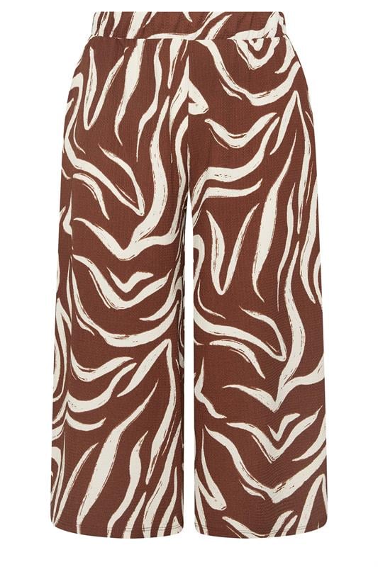 YOURS Plus Size Brown Abstract Cropped Wide Leg Trousers | Yours Clothing 5