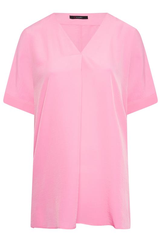 YOURS Curve Plus Size Baby Pink V-Neck Top | Yours Clothing  6