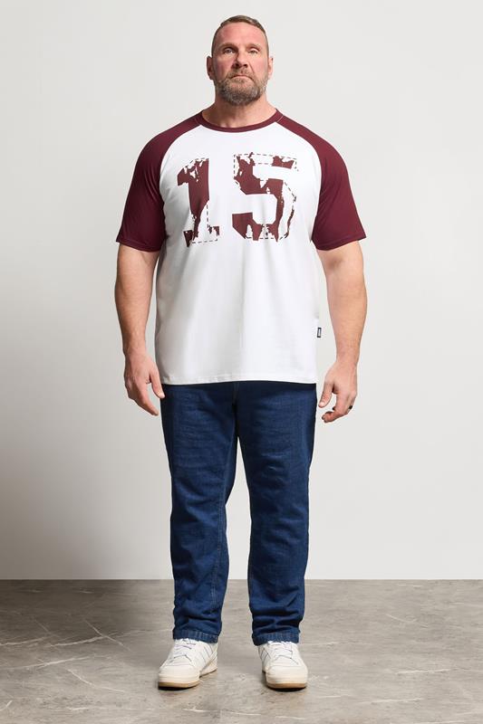 BadRhino Big & Tall Red & White 15 Raglan Football T-Shirt | BadRhino 1