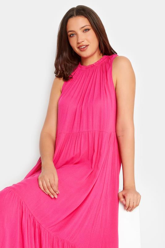LTS Tall Women's Bright Pink Tiered Maxi Dress | Long Tall Sally 4
