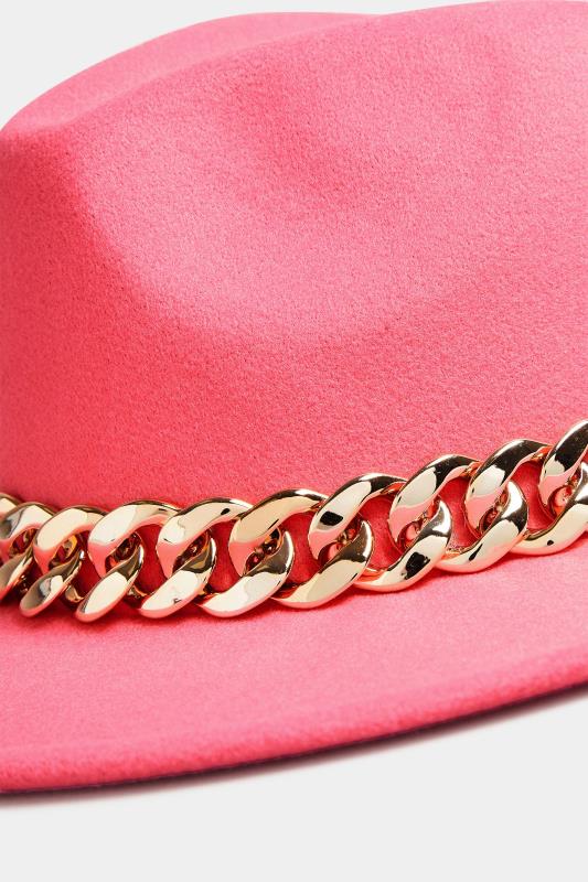 Pink Chunky Chain Fedora Hat | Yours Clothing 4