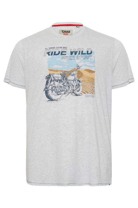 D555 Big & Tall White 'Ride Wild' Motorbike Printed T-Shirt | BadRhino 2