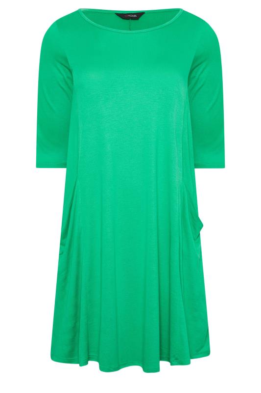 YOURS Plus Size Green Drape Pocket Dress | Yours Clothing 6